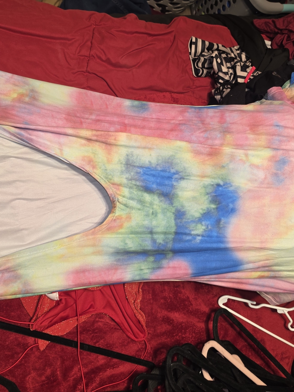 Tie-Dye Scoop Neck Tunic Top - Pastel Multicolor